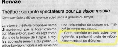 Newspaper article of a theater group Orpal